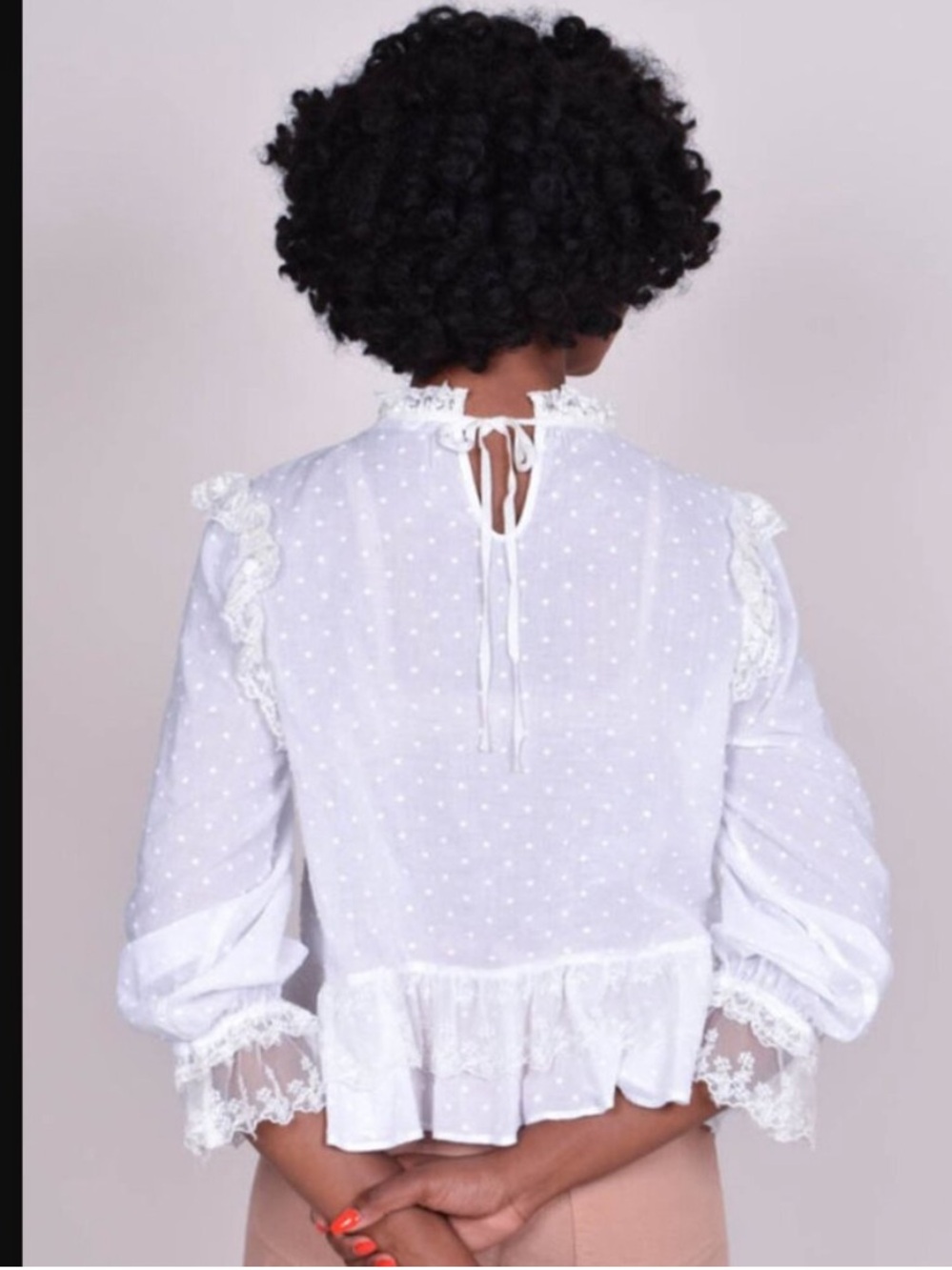 Ulla Johnson White Noemie Victorian Ruffle Lace Blouse Swiss Dot Size 2 - Picture 3 of 11